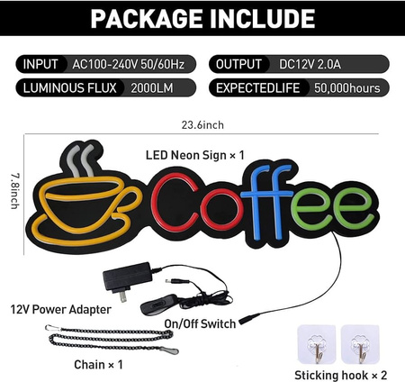 NEON COFFEE 60x20 ULFN431 Unilight