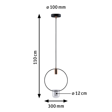 Lampa wisząca z doniczką NEORDIC TASJA E27 max.1x20W 230V czarny / miedziany / metal