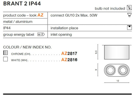 BRANT 2 IP44 CHROME Azzardo AZ2817