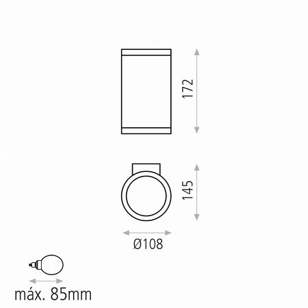 Lampa ścienna Nori ACB Lighting LED E27 Teksturowany antracyt Aluminium/Szkło A20441GR