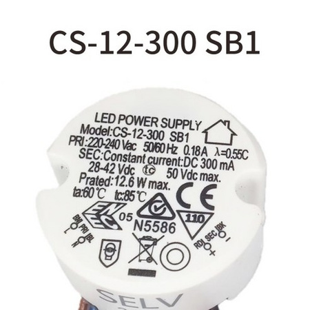 Zasilacz LED 12W 300mA  IP67