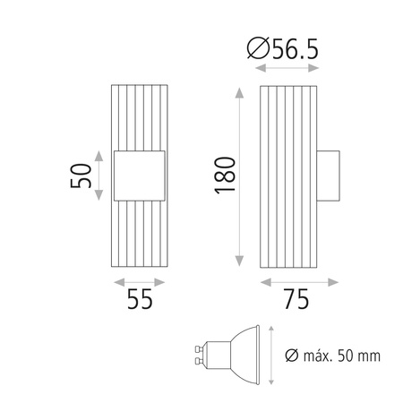 Lampa ścienna Modrian ACB Lighting LED GU10 Tech złoty/czarny Aluminium A3951180O