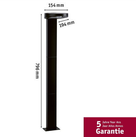 Oprawa ogrodowa solar RYSE LED 1,2W czujnik ruchu 30lm 3000K IP44 antracyt / tworzywo sztuczne