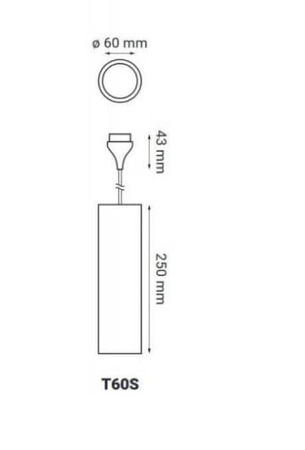 Lampa wisząca do szynoprzewodu T60 LV L 9.2W 3000K 