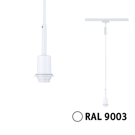 Oprawa zwieszana na szynoprzewód URail DECO SYSEMS DIM E14 max.20W 230V biały RAL9003 / metal