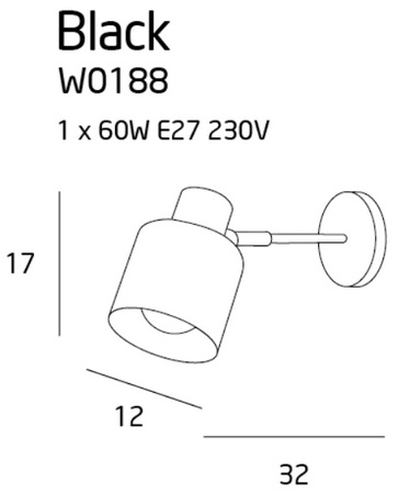 Maxlight Black W0188 Kinkiet