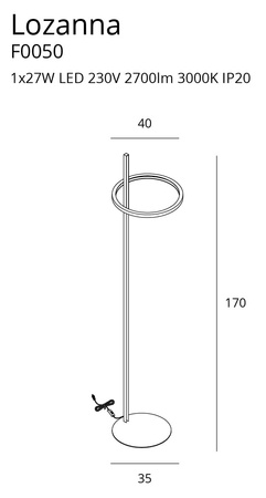 Maxlight Lozanna F0050 Lampa Podłogowa Złota