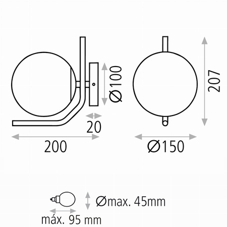 Lampa ścienna Maui ACB Lighting LED E27 Opalowe/matowe antyczne złoto Aluminium/Szkło/Stal A81632O