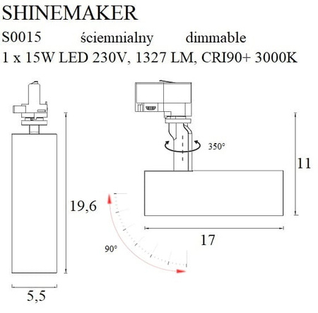 Maxlight Shinemaker S0015 Lampa Do Szynoprzewodu Biała Ściemnialna