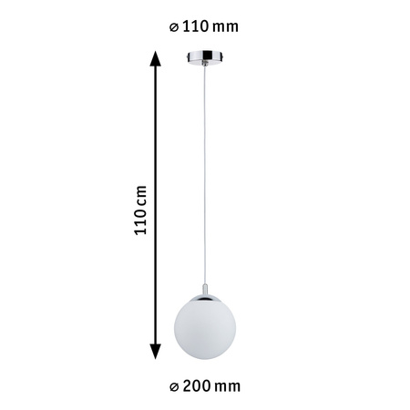 Lampa wisząca GLOBE E27 max. 20W IP44 E27 230V satynowe szkło / chrom