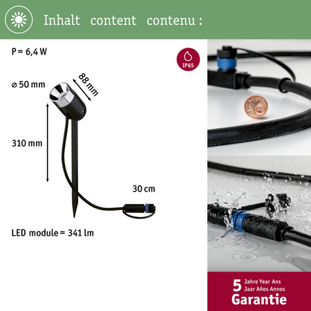 Reflektor ogrodowy Plug & Shine PIKE 2.2W 240lm 3000K IP65 24V antracyt