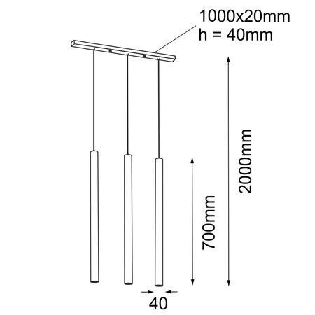 Lampa wisząca Yabu 3 - Czarna (700 mm) 5527  Shilo