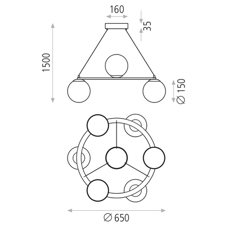 Lampa wisząca Kin ACB Lighting LED Teksturowany czarny/opalowy Żelazo/Aluminium/Szkło/Pleksi C816960N