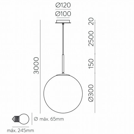 Lampa wisząca Parma ACB Lighting LED E27 Matowe antyczne złoto/opal Aluminium/Szkło/Stal C3946180O