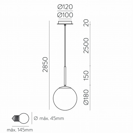 Lampa wisząca Parma ACB Lighting LED E27 Matowe antyczne złoto/opal Aluminium/Szkło/Stal C3946080O