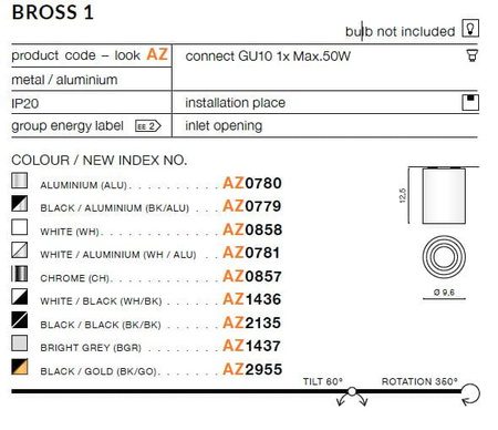 BROSS 1 BLACK/ALUMINIUM Azzardo AZ0779