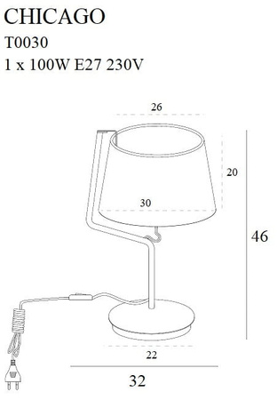 Maxlight Chicago T0030 Lampa Stołowa Chrom/Biały Abażur