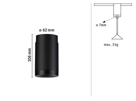 Adapter uniwersalny do szynoprzewodu URail max. 100W 230V czarny matowy/ metal