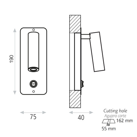 Lampa wpuszczana Aron ACB Lighting LED Teksturowana czerń Aluminium/Żelazo E32401N