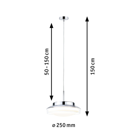 Lampa wisząca  LUENA LED 11.5W 600lm okrągła 250mm 3000K IP44 230V szkło chrom / metal