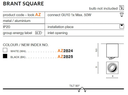 BRANT SQUARE BLACK Azzardo AZ2825