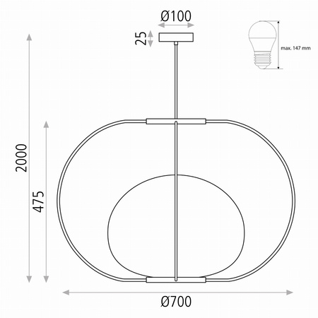 Lampa wisząca Marina ACB Lighting LED E27 Teksturowana czerń Żelazo/Aluminium/Szkło C38067N