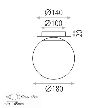 Lampa sufitowa Parma ACB Lighting LED E27 Opal/matowe antyczne złoto Aluminium/Szkło/Stal P3946080O