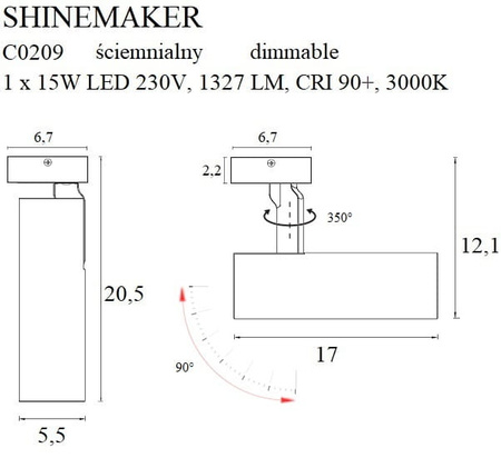 Maxlight Shinemaker C0209 Lampa Sufitowa Biała Ściemnialna