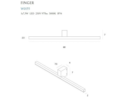 Maxlight Finger W0155 Kinkiet Mały Biały IP54