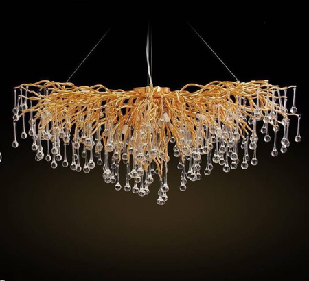 Żyrandol złoty lampa wisząca sufitowa glamour nowoczesna ICICLE RAINY RAIN 120CM GOLD ADANI AD181