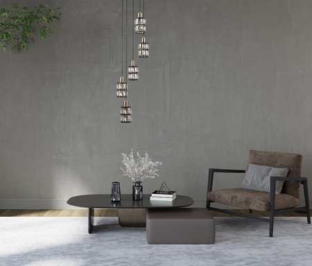 Lampa Pendant Lamp Menfi  matt black+honey brass PND-44236-5-BK-GD Italux