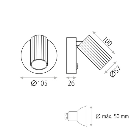 Lampa ścienna Modrian ACB Lighting LED GU10 Biały Aluminium A3951080B