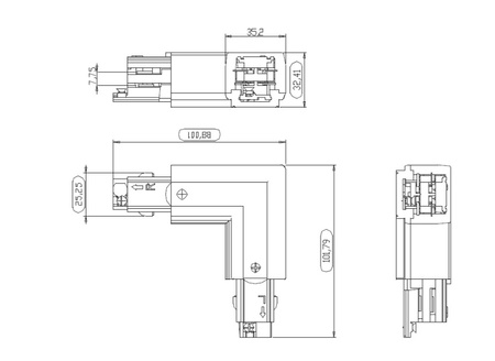 Łącznik do systemu ProRail3 L zewnętrzny 230V czarny / metal / tworzywo sztuczne