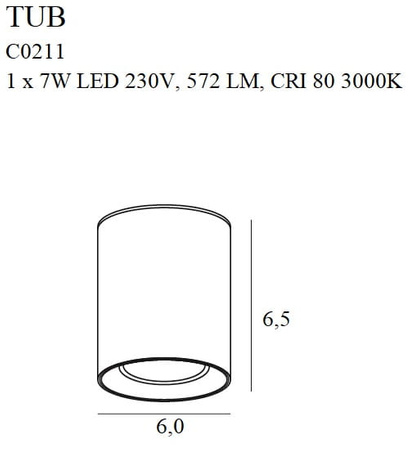 Maxlight Tub C0211 Lampa Sufitowa Okrągła Czarna + Pierścień Ozdobny Złoty RC0155/C0156 Gold