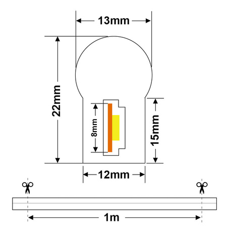 Taśma LED 230V  IP65  RGB  WĄŻ  Neonflex 1m ULLS12 Unilight