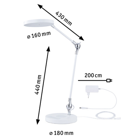 Lampka biurkowa NUMIS QI LED 11W 2700K-6500K 1000lm DIM + ładowanie indukcyjne 230V biały / aluminium