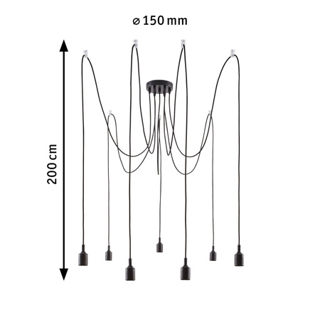 Lampa wisząca KETIL Neordic E27 max. 7x60W IP20 230V czarny / metal / tworzywo sztuczne