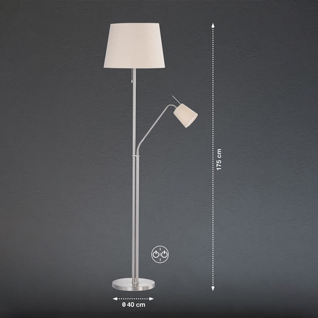 Lampa Podłogowa Layer Fischer&Honsel E27 1x60W w kolorze niklu metal 40140