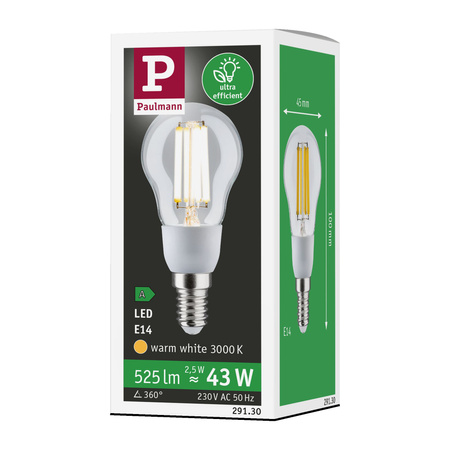 Źródło światła LED ECO LINE G45 2.5W 525lm E14 3000K 230V przezroczysty / szkło