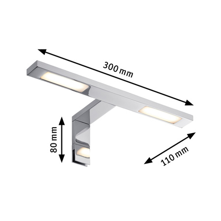 Oprawa ścienna HOOK LED nad lustro 2x3,2W 2x280lm 2700K IP44 230V chrom / metal