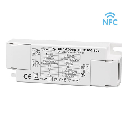 Zasilacz LED 10W 100-500mA DALI DT6 NFC SRP-2305N-10CC100-500 