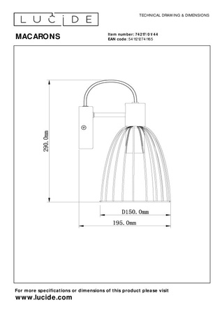 Lampa ścienna MACARONS 74217/01/44 Lucide