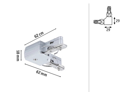 Łącznik szynowy L URail system 230V czarny matowy / tworzywo sztuczne