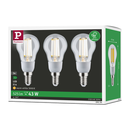 Źródło światła LED ECO LINE G45 3X2.5W 525lm E14 3000K 230V przezroczysty / szkło