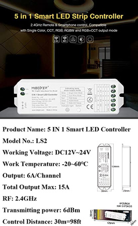 MILIGHT FUT-LS2 STEROWNIK SMART LED 8 STREF RGB+CCT FUT LS2