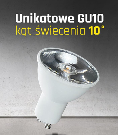 ŻARÓWKA LED GU10 wąski kąt 10° 3000K CIEPLA ULBU121 Unilight