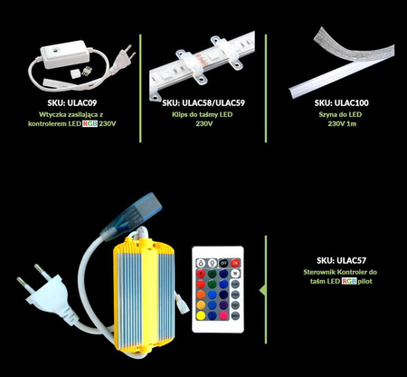 Taśma LED 230V - IP67 - RGB - 1m ULLS09 Unilight