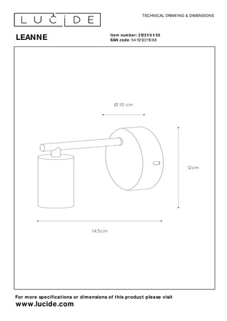 Lampa ścienna LEANNE 21221/01/30 Lucide