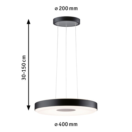 Lampa wisząca PURIC PANE LED SH Zigbee 11W DIM 400mm 230V czarny / szary / metal