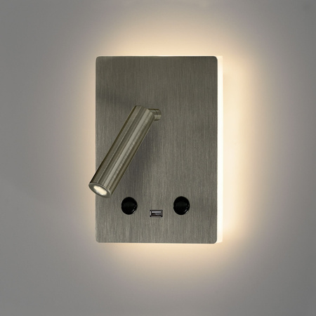 Lampa ścienna Manat ACB Lighting 2xLED sob. Nikiel Aluminium/Żelazo/Pleksi A35680NS